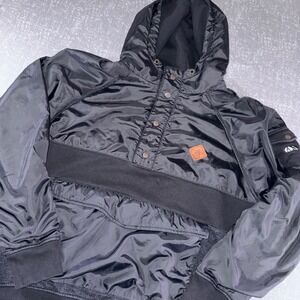Volcom Outdoor Mens Medium Black Ripstop Mixed Media Anorak Pullover Hoodie
